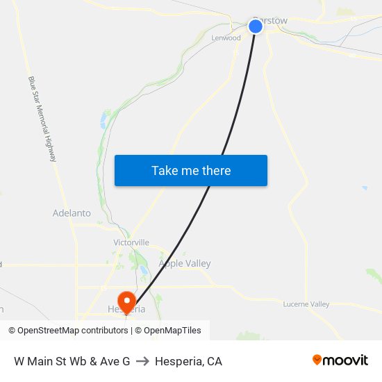 W Main St Wb & Ave G to Hesperia, CA map