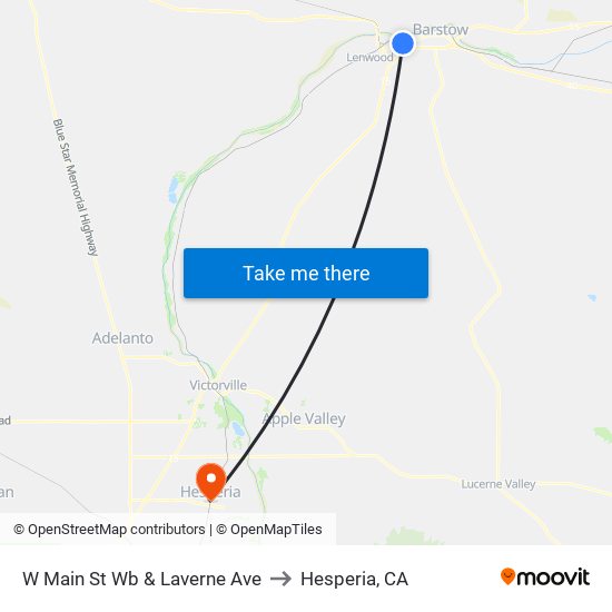 W Main St Wb & Laverne Ave to Hesperia, CA map
