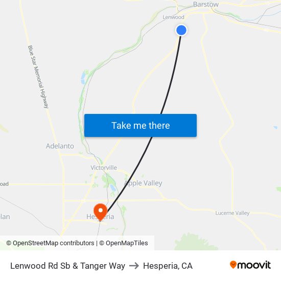 Lenwood Rd Sb & Tanger Way to Hesperia, CA map