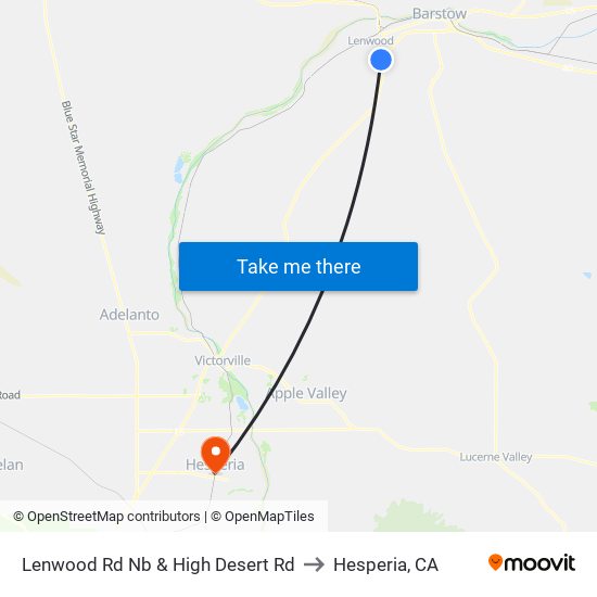 Lenwood Rd Nb & High Desert Rd to Hesperia, CA map