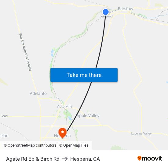 Agate Rd Eb & Birch Rd to Hesperia, CA map