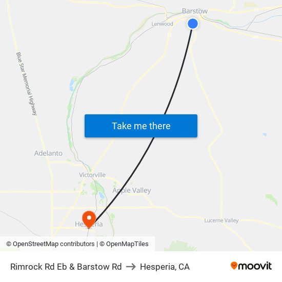 Rimrock Rd Eb & Barstow Rd to Hesperia, CA map