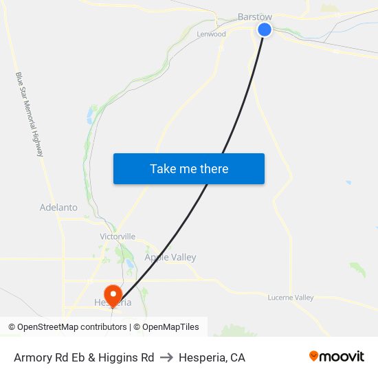 Armory Rd Eb & Higgins Rd to Hesperia, CA map