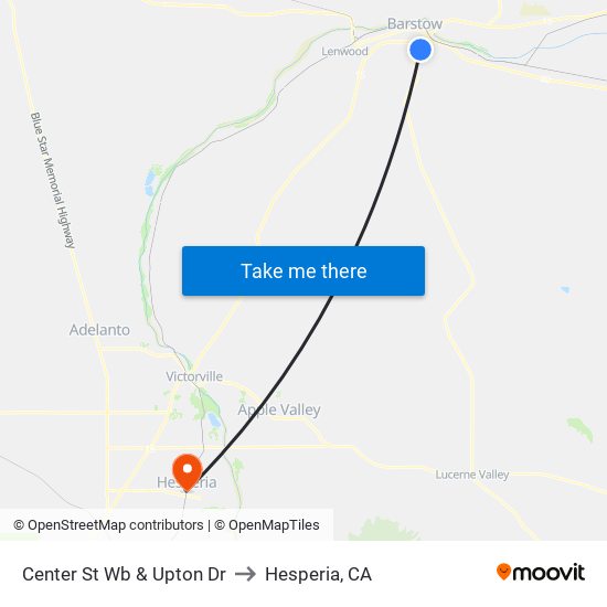 Center St Wb & Upton Dr to Hesperia, CA map