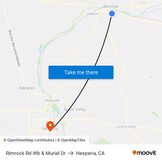 Rimrock Rd Wb & Muriel Dr to Hesperia, CA map