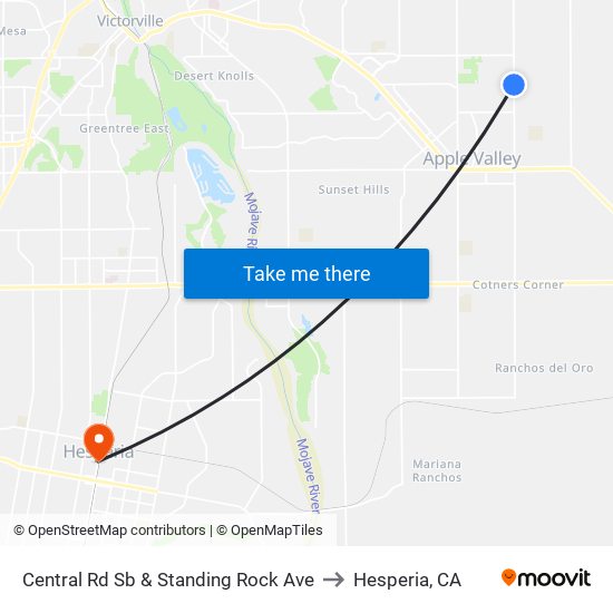 Central Rd Sb & Standing Rock Ave to Hesperia, CA map