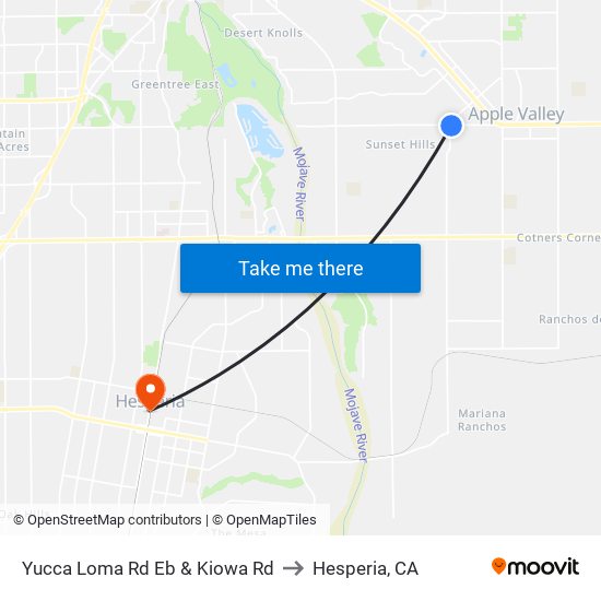 Yucca Loma Rd Eb & Kiowa Rd to Hesperia, CA map