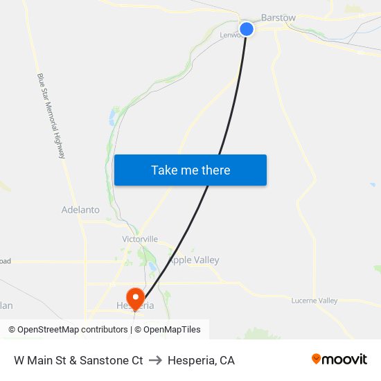 W Main St & Sanstone Ct to Hesperia, CA map