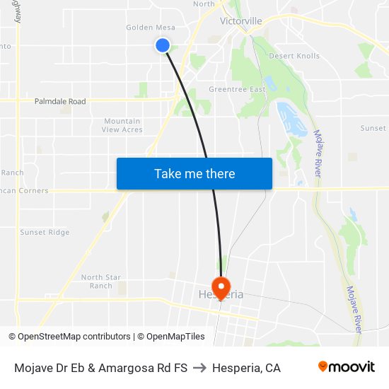 Mojave Dr Eb & Amargosa Rd FS to Hesperia, CA map