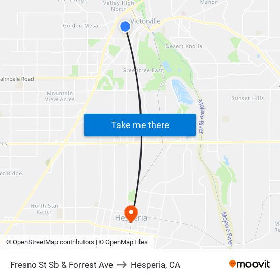 Fresno St Sb & Forrest Ave to Hesperia, CA map