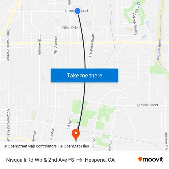 Nisqualli Rd Wb & 2nd Ave FS to Hesperia, CA map