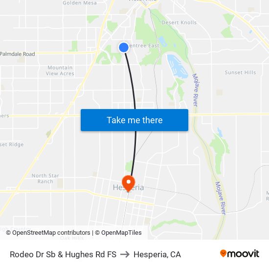 Rodeo Dr Sb & Hughes Rd FS to Hesperia, CA map