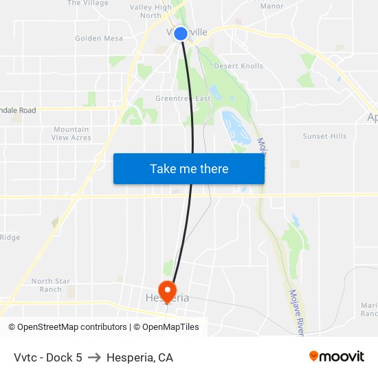 Vvtc - Dock 5 to Hesperia, CA map