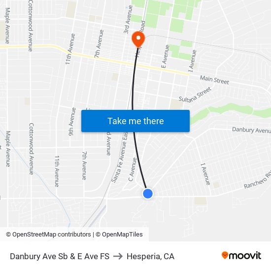 Danbury Ave Sb & E Ave FS to Hesperia, CA map