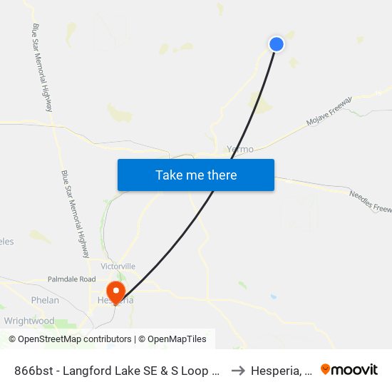 866bst - Langford Lake SE & S Loop Rd FS to Hesperia, CA map
