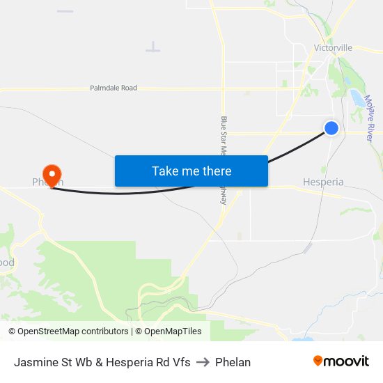 Jasmine St Wb & Hesperia Rd Vfs to Phelan map