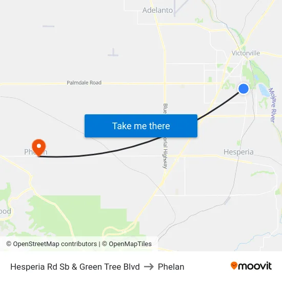 Hesperia Rd Sb & Green Tree Blvd to Phelan map