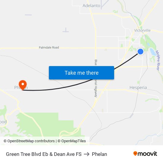 Green Tree Blvd Eb & Dean Ave FS to Phelan map
