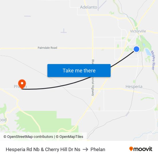 Hesperia Rd Nb & Cherry Hill Dr Ns to Phelan map