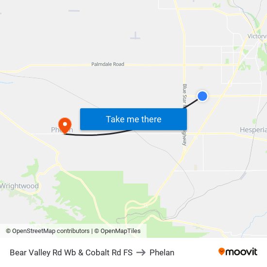 Bear Valley Rd Wb & Cobalt Rd FS to Phelan map