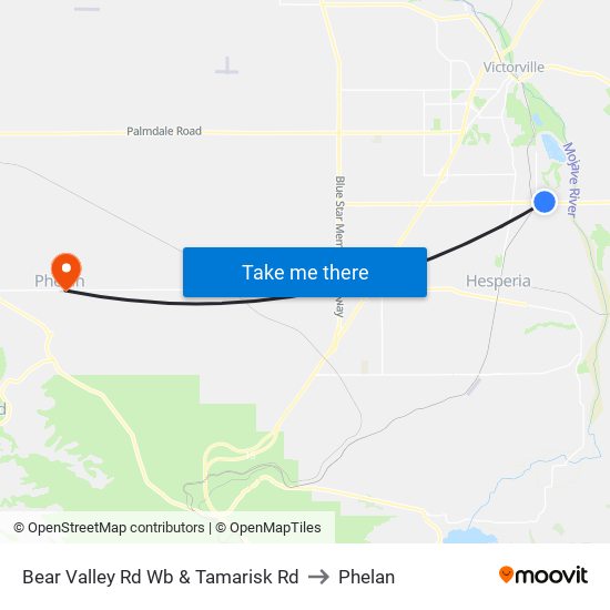 Bear Valley Rd Wb & Tamarisk Rd to Phelan map