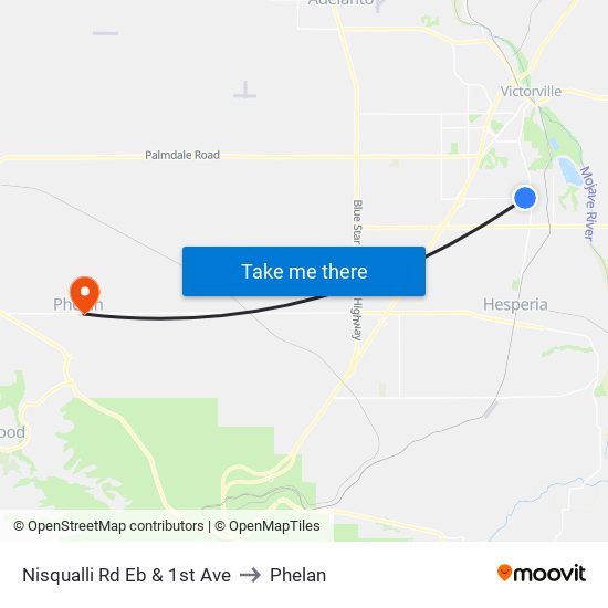 Nisqualli Rd Eb & 1st Ave to Phelan map