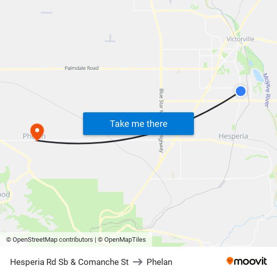 Hesperia Rd Sb & Comanche St to Phelan map