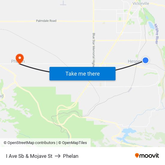I Ave Sb & Mojave St to Phelan map