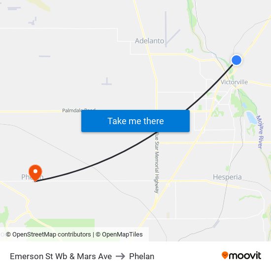 Emerson St Wb & Mars Ave to Phelan map