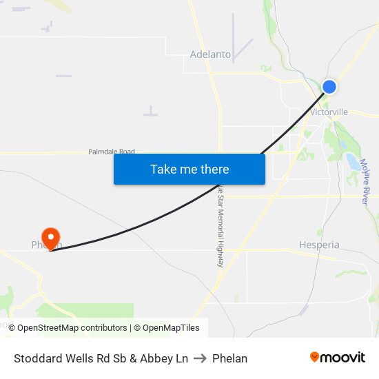 Stoddard Wells Rd Sb & Abbey Ln to Phelan map