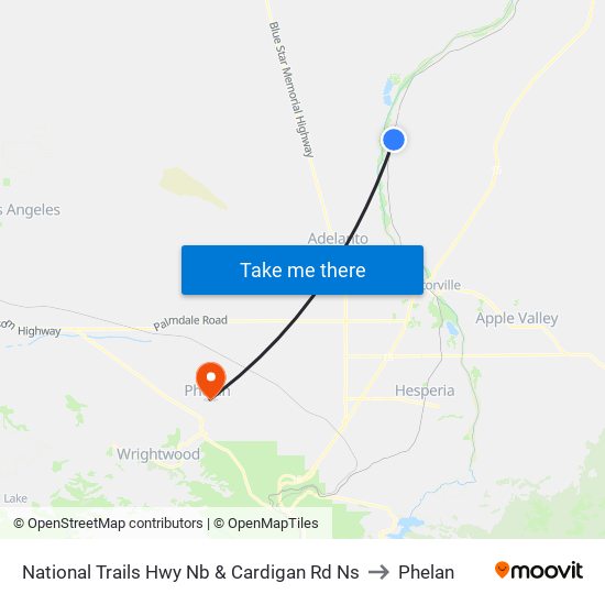 National Trails Hwy Nb & Cardigan Rd Ns to Phelan map
