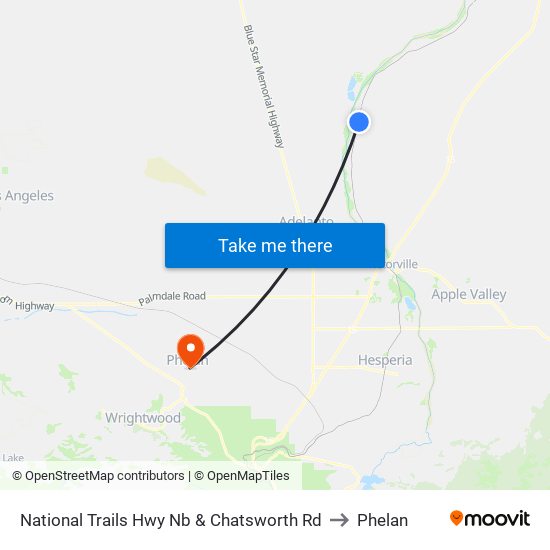 National Trails Hwy Nb & Chatsworth Rd to Phelan map