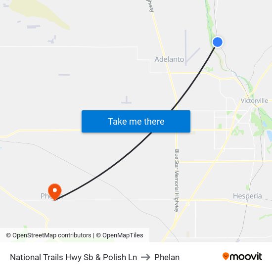 National Trails Hwy Sb & Polish Ln to Phelan map