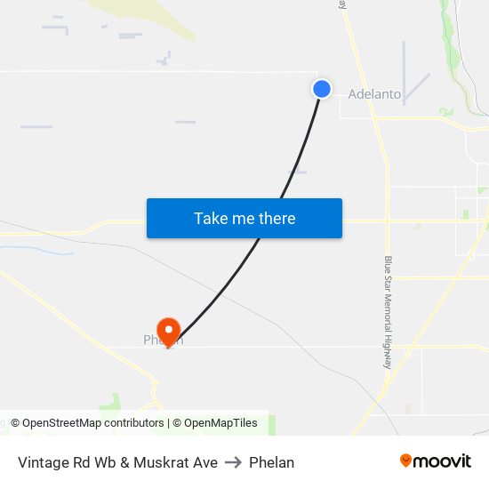 Vintage Rd Wb & Muskrat Ave to Phelan map