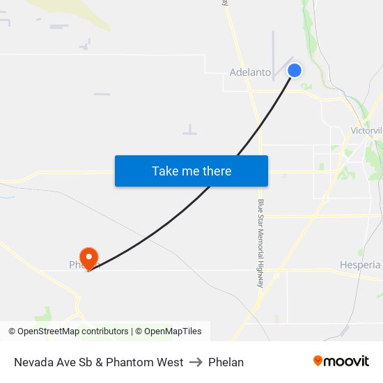 Nevada Ave Sb & Phantom West to Phelan map