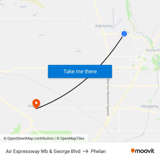Air Expressway Wb & George Blvd to Phelan map