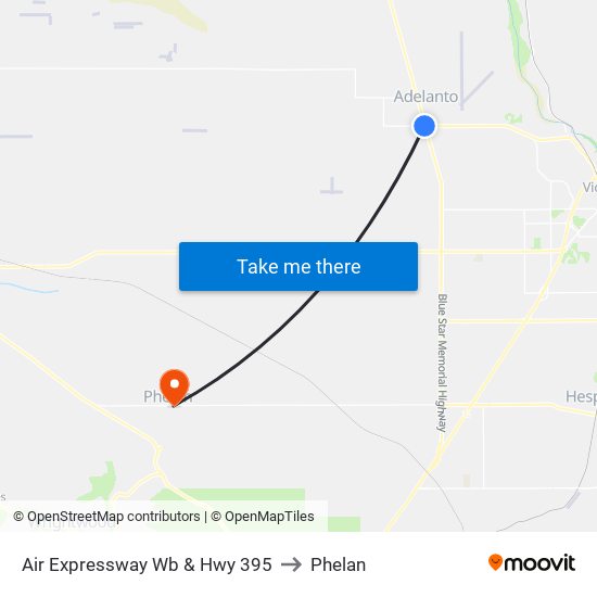 Air Expressway Wb & Hwy 395 to Phelan map