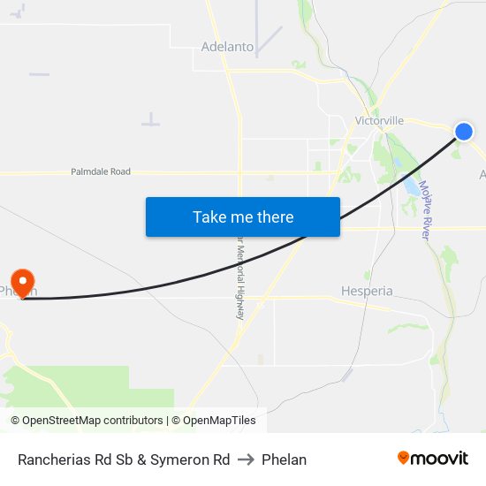 Rancherias Rd Sb & Symeron Rd to Phelan map