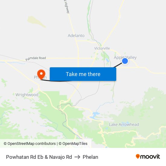 Powhatan Rd Eb & Navajo Rd to Phelan map