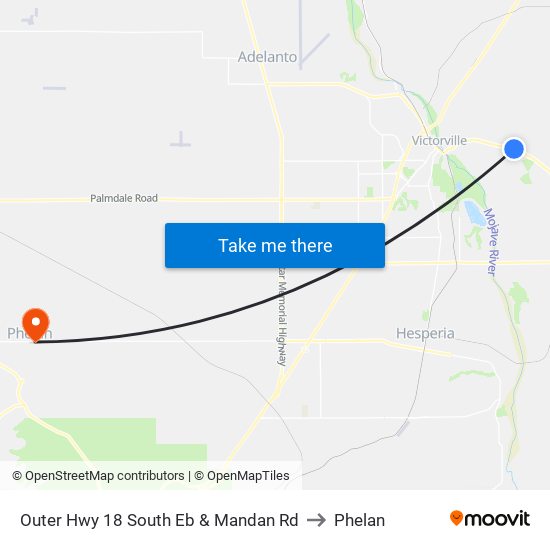 Outer Hwy 18 South Eb & Mandan Rd to Phelan map