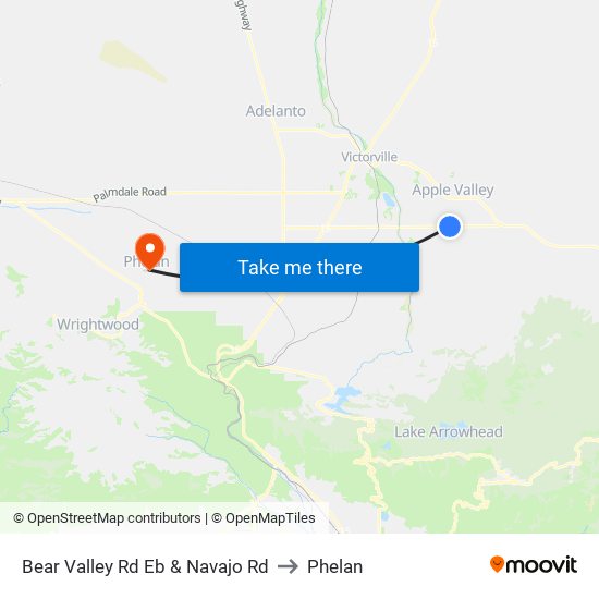 Bear Valley Rd Eb & Navajo Rd to Phelan map