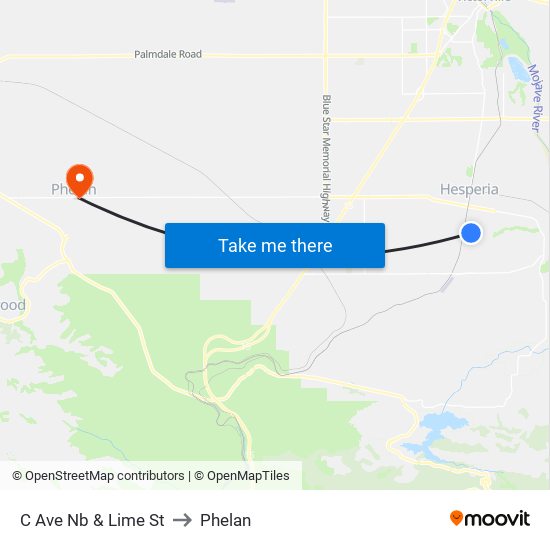 C Ave Nb & Lime St to Phelan map