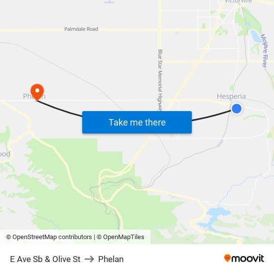 E Ave Sb & Olive St to Phelan map