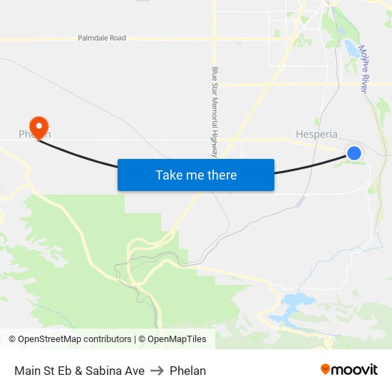 Main St Eb & Sabina Ave to Phelan map