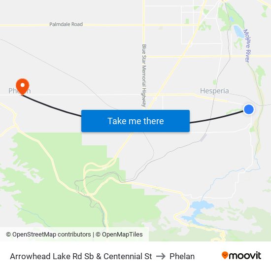 Arrowhead Lake Rd Sb & Centennial St to Phelan map