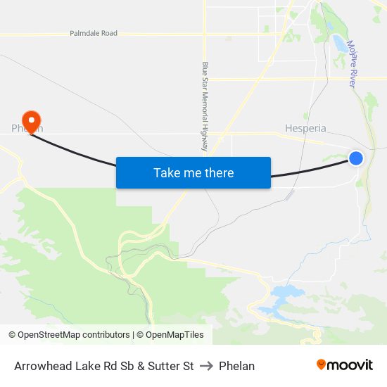 Arrowhead Lake Rd Sb & Sutter St to Phelan map