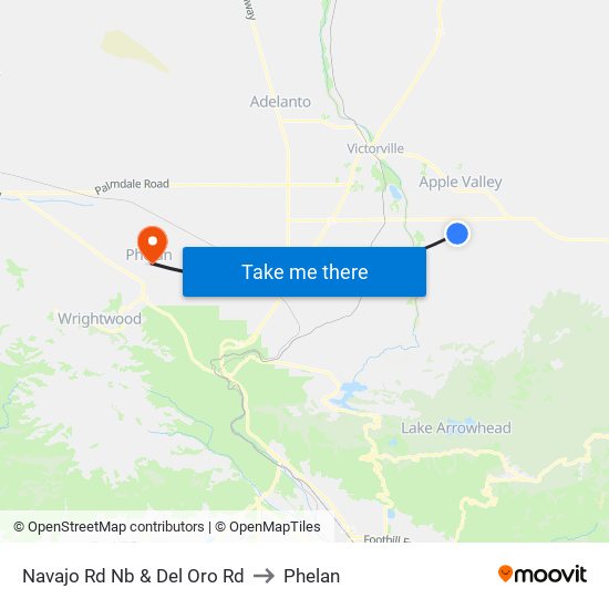 Navajo Rd Nb & Del Oro Rd to Phelan map