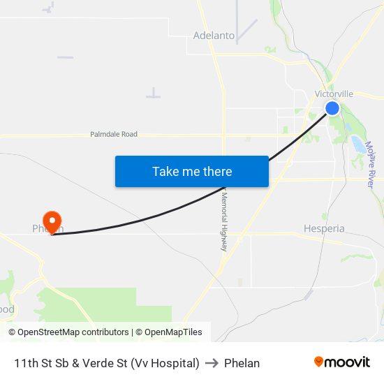 11th St Sb & Verde St (Vv Hospital) to Phelan map