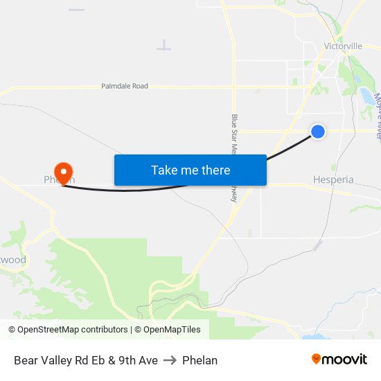 Bear Valley Rd Eb & 9th Ave to Phelan map