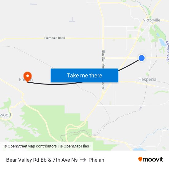 Bear Valley Rd Eb & 7th Ave Ns to Phelan map